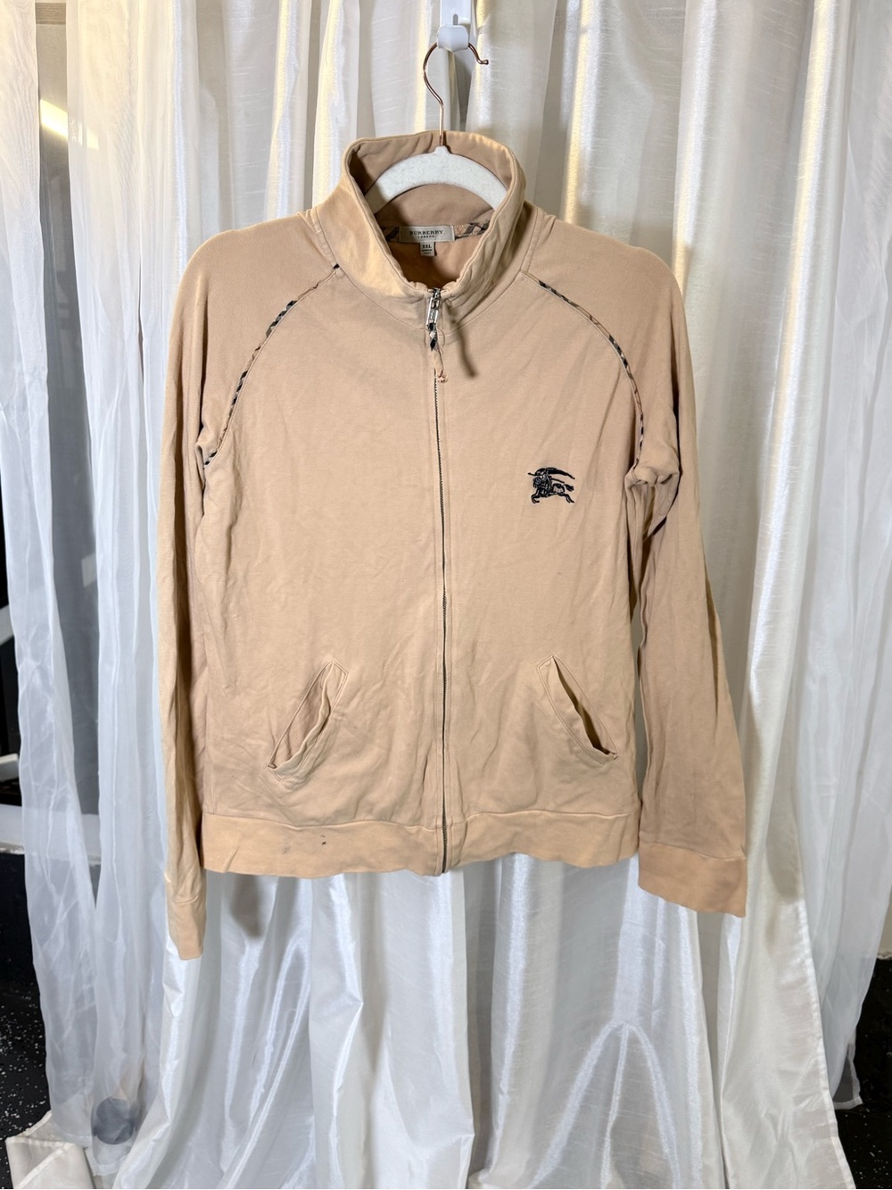 Burberry Light Beige Zip-Up Varsity Jacket